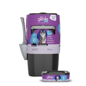 Litter Genie Standard Pail (Silver) | Cat Litter Box Waste Disposal System for Odor Control | Includes 1 Square Refill Bag