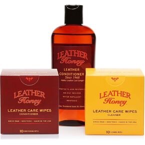 Leather Honey Cleaner Wipes with Conditioner Wipes and 8oz Conditioner