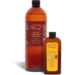 Leather Honey Complete Leather Care Kit Including 4 oz Cleaner and 32 oz Conditioner for use on Leather Apparel, Furniture, Auto Interiors, Shoes, Bags and Accessories