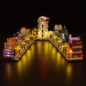 مجموعة إضاءة Lightgo LED مصممة لـ LEGO 76444 متوافقة مع مجموعة بناء معالجات Diagon Alley - لا تشمل النموذج (الإصدار البعيد)
