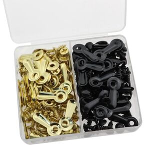 120PCS Metal Photo Frame Clip Turning Button Fastener Photo Frame Back Plate Fixing Plate Photo Connecting Plate with 120pcs Screws for Hanging Pictures Black 60 Gold 60