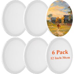 jmiatry 6pack clanvases round for paint 12 بوصة قماش القماش لطلاء اللوحات البيضاء لزيت الهالوين الحرف الطلاء الاكريليك (سمك 16 مم)