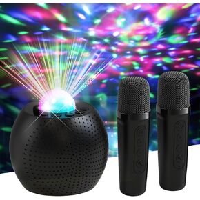 Mini Karaoke Machine for Kids Adults, Bluetooth Karaoke Machine with 2 Wireless Microphone for Kids Ages 4,5,6,7,8,9,10,11,12+ Years Old Toddler, Disco LED Lights for Girls Boys Gifts