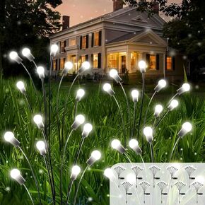 أضواء حديقة Solar Ozs (إجمالي 6Pack 48LELD) -الأضواء الفموية في الهواء الطلق ، ضوء اليراع للخارج ، يتأرجح بالرياح ، الخفيفة الجنية في الهواء الطلق مقاوم للماء لزخارف حديقة مسار الفناء (أبيض دافئ)