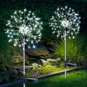 Suddus Solar Garden Lights في الهواء الطلق مزخرف بالماء ، 2Pack 150 معلما الأضواء النارية 8 أوضاع ، ضوء شمسي متعدد الألوان للأسنان ، الفناء ، المسار ، زهور حفل زفاف الحفلات