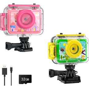 GKTZ Kids Waterproof Camera - Underwater Camera Birthday Gifts for Girls Boys