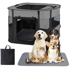 Playpen Dog ، Cat Crate ، Pltable Pet Playpen ، بيت قابلة للطي لأرنب هريرة الجرو ، غطاء الظل التنفس ، استخدام التخييم في الهواء الطلق في الهواء الطلق للجرو كات الكلب الأخضر S