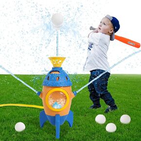 لعبة Rocket Water Sprinkler Baseball Toy ، Ekkbhki 360 ° ألعاب المياه الدوارة للأطفال الذين تتراوح أعمارهم