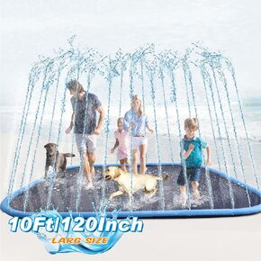 Lewtemi 10 أقدام إضافية كبيرة غير قابلة للانزلاق 120 "للأطفال البالغين والكلب ، عملاق الرشاشات الرشاشية الصيفية في الهواء الطلق متعة الفناء الخلفي فوتاين.