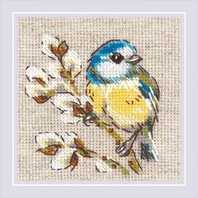 Riolis - Titmouse 2244 ، Cross Stitch Kits 4 "x4" ، مجموعات غرزة متقاطعة للبالغين ، مجموعات غرزة متقاطعة ، مجموعة تطريز للمبتدئين ومجموعات التقاطع الطبيعي ، مجموعات الخياطة المحسوبة