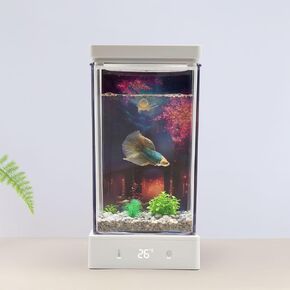 Smart Betta Fish Tank, Compact Aquarium with Automatic Heating, Silent Operation, Easy Water Change Valve, and Energy-Efficient LED Lighting - Perfect for Desks, Shelves, and Bedrooms