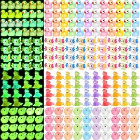 Barydat 200 Pcs Luminous Mini Resin Animals Figures Tiny Duck Axolot Lizard Dolphin to Hide Glow in The Dark Animal Figurines for Easter Egg Filling Gift Decor Landscape Garden Aquarium(Cute Style)