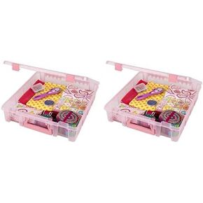 ArtBin 6955RK Super Satchel 1-Compartment Box, Art & Craft Organizer, Translucent Blush (Pack of 2)