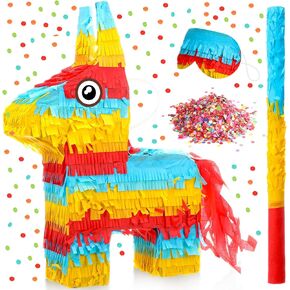 Lenwen Donkey Piñata 16 × 10 × 3 بوصة حزمة الحمار Piñata مع عصا العصا معصوبها