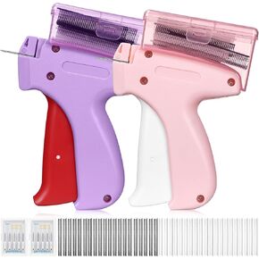 2 KIT MICRO SLUTING STITCH GUN HISTERING FIXER MINI STITCH GUN للملابس مع 10 إبر 2000 السحابات السوداء 2000 السحابات بيضاء لخياطة ملابس التثبيت