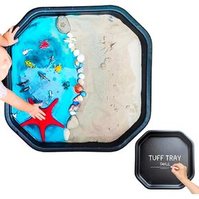 صينية Tuff صغيرة عن طريق التعلم من خلال PLAYtrays | صينية لعب حسية بنية مقاس 27.5 × 27.5 بوصة | طاولة الرمل والماء لأنشطة الأطفال الصغار | مستوحاة من مونتيسوري وريجيو | الحامل غير متضمن