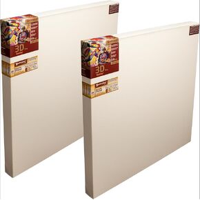 Masterpiece Z2DM-0912 3D Pro 2.5 "Monterey Deep 10.5 Oz Cotton Medium Mediure Mediated Canvas 9" × 12 "White 2 Pack