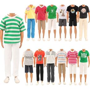 Barwa lot 3 مجموعات ملابس الموضة 3 قمم مع 3 بنطلون ل Dolly Boy Friend Doll 12 بوصة