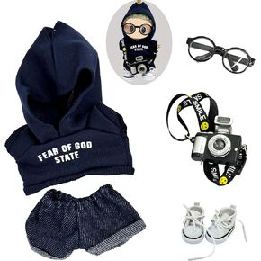 17cm Labubu Hoodies Clothes Outfit Set - Casual Style Costumes for Labubu Figures, Black Set