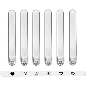 Yoption Heart Jewelry Metal Stamping Set, 6 Pcs Metal Stamps Heart-Shaped Punch Stamping Set 3mm for Stamping/Punching Metal, Jewelry Working