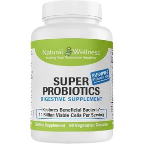 Natural Wellness Super Probiotics - 10 Billion Viable Cells Per Serving- 30 Day Supply