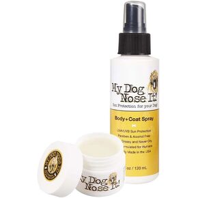My Dog Nose It! Sun Protection for Dogs - Moisturizing Balm for Dog's Noses and Water Resistant Coat & Body Spray - Protect Your Dog from Harmful UVA/UVB Rays (0.5 oz Balm & 4 oz Spray Bundle)
