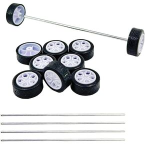 10pcs عجلات صغيرة لعجلة سيارة سيارة طراز 20 مم مع محاور مستديرة من عمود السيارة 5pcs لـ RC Car Truck Robot DIY عجلات لعبة سيارة تستبدل الملحقات (2 × 20 ملم)