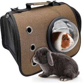 Fhiny Guinea Pig Carrier Bag, Portable Breathable Rabbit Carrier Travel Outgoing Bag for Bunny Guinea Pig Chinchilla Squirrel Hamster Other Small Animals (Khaki)