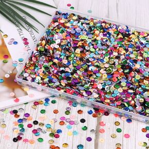 Lomimos 30000pcs 6 مم من الترتر الفضفاضة للحرف اليدوية ، 24 لونا قوس قزح جولة كأس الترتر التطريز لعيد الميلاد خياطة المجوهر
