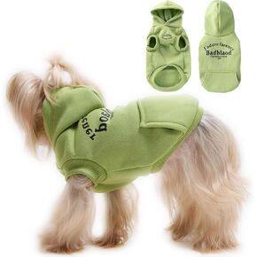 Winter Dog Hoodie Sweatshirts with Pockets Warm Dog Clothes for Small Dogs Chihuahua Coat Clothing Puppy Cat Custume (Green, Medium)
