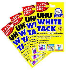 Uhu White Tack - معجون لاصق قابل لإعادة الاستخدام - حزمة من 4