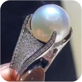 Sdouefos Baroque Pearl Ring for Women 925 Sterling Silver Zirconia Ring Rings Rings Big Pearl Ball band Rings Ring