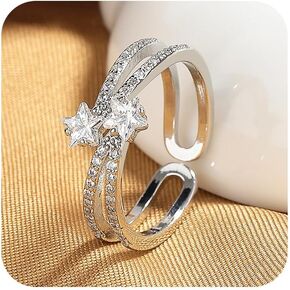 Sdouefos Infinity Starpromise Ring Diamond Natural Diamond ، Zirconia cubic ، Moissanite أو Lab Diamond Dilemon Split Serging Ring for Women Sterling Silver Jewelry Gift من أجلها