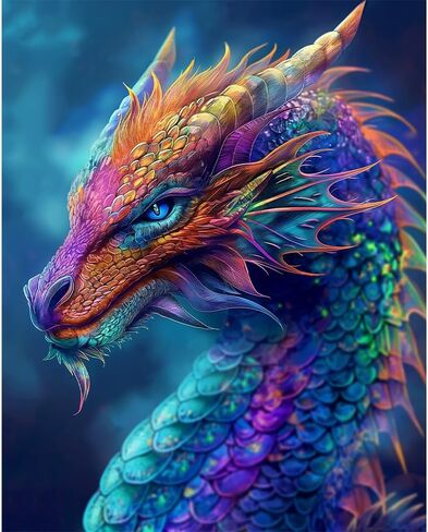 Natuyalo Paint by Numbers Kits for Adults Colorful Dragon Paint by Number for Adults Beginner Animal Drawing Paintwork with 3 Paintbrushes Acrylic Canvas Painting 16x20 Inch in Kuwait