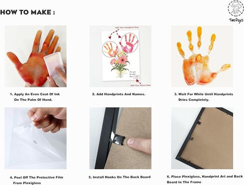 TwoDays Flower Bouquet Handprint Art Craft DIY Kit, Unique Gifts for Mom from Daughter or Son for Mother's Day Birthday Christmas, Gift for Grandma.(12" X 16", with Wood Frame) in Saudi Arabia