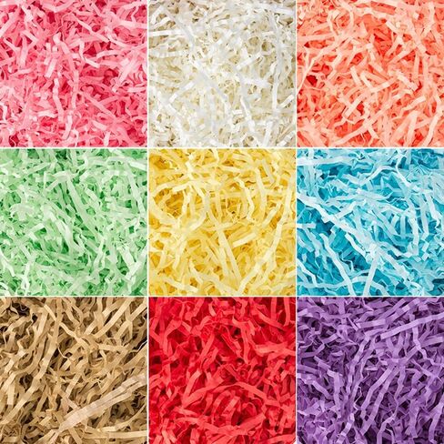 Crinkle Cut Paper Shred Filler Recyclable Gift Wrap Confetti Raffia Grass Shred Paper for Easter Baskets Filler Creative Eggs Decor（50g) (Pink) in Kuwait