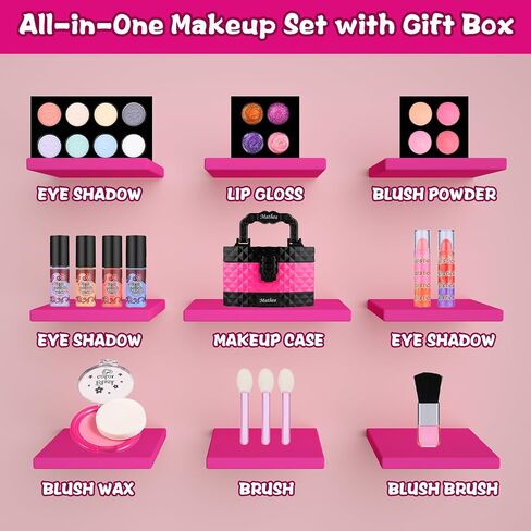 Mathea Kids Makeup Sets for Girls 5-8, Makeup for Kids, Washable Non-Toxic Kids Makeup Sets for Girls, Play Makeup Birthday Toys Gift for 3 4 5 6 7 8 9 10 11 12 Years Old Kid in Saudi Arabia