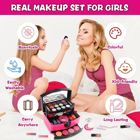 Mathea Kids Makeup Sets for Girls 5-8, Makeup for Kids, Washable Non-Toxic Kids Makeup Sets for Girls, Play Makeup Birthday Toys Gift for 3 4 5 6 7 8 9 10 11 12 Years Old Kid in Saudi Arabia
