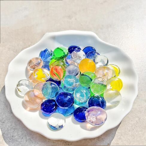 الأحجار الكريمة الزجاجية المسطحة ، الحجارة الزجاجية ذات اللون المسطح للخرز للمنزل الزخرفي الفني ، حشو مزهرية ، حوض الأزهار الزهرية الزخرفية ، الفسيفساء الحرفية ، ديكور مبعثر في الحديقة (العنبر ، 16-19 ملم) in Kuwait