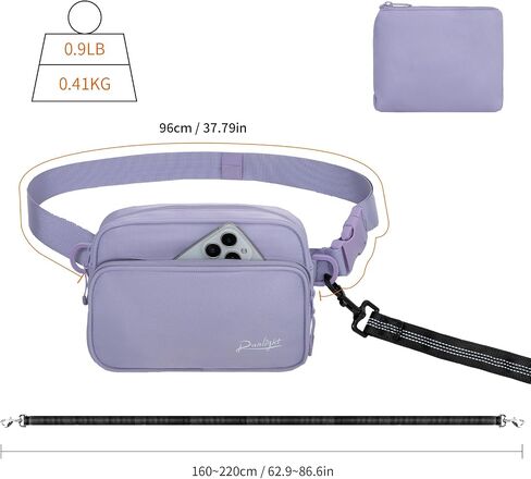 Dog Running Leash Hands Free Sparkly Pets Waist Bag for Large Dogs Crossbody Fanny Pack Black in Saudi Arabia