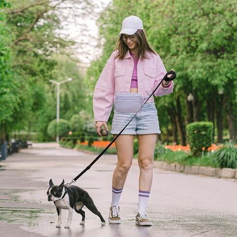 Dog Running Leash Hands Free Sparkly Pets Waist Bag for Large Dogs Crossbody Fanny Pack Black in Saudi Arabia