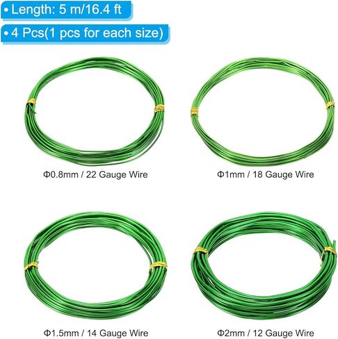 PATIKIL 16.4ft Aluminum Wire, 4pcs Jewelry Wire Bonsai Wire Metal Craft Wire 1mm 1.5mm 2mm 2.5mm for Crafts Bonsai Jewelry Making Beading Plants, Black in Kuwait