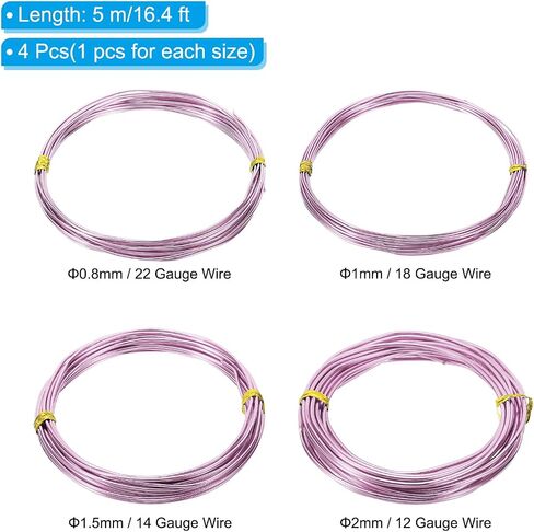 PATIKIL 16.4ft Aluminum Wire, 4pcs Jewelry Wire Bonsai Wire Metal Craft Wire 1mm 1.5mm 2mm 2.5mm for Crafts Bonsai Jewelry Making Beading Plants, Black in Kuwait