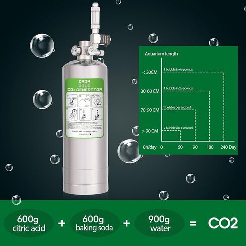 ZRDR 4L Co2 Generator System with Dual Gauge Display Pressure Gauge,DIY Co2 Generator System Kit, Automatic Pressure Relief Valve Bubble Counter for Plants Aquarium, Stable Output in Saudi Arabia