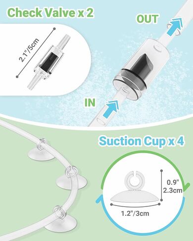 Aquarium Air Pump Accessories Kit with Standard Tubing, 4pcs Air Stones, 2pcs Check Valves, 6pcs Suction Cups, 4pcs Connectors, T Shape Control Valve (10 Ft. Tubing Kit) in Kuwait