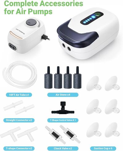 Aquarium Air Pump Accessories Kit with Standard Tubing, 4pcs Air Stones, 2pcs Check Valves, 6pcs Suction Cups, 4pcs Connectors, T Shape Control Valve (10 Ft. Tubing Kit) in Kuwait