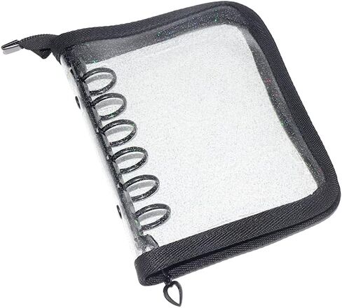 Clear A7 Binder Wallet مع Zipper ، Pink 6 Ring Glitter Bhance Binder rouver leaf up cover cover for marcles marcles ، photocard album ، Journaling ، Planner (Pink 4.5 "x6") in Kuwait