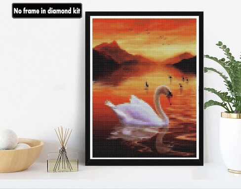VAIIEYO 5D DIY Diamond Art Kits for Adults Swan, Diamond Painting Lotus Animal, Diamond Art Full Drill Round Rhinestone Craft Canvas for Home Wall Decor Gift 12x16 inch-53 in Saudi Arabia