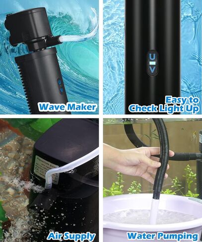 COOSPIDER Aquarium Filter U-Very Suitable for 20-75 Gallon Tank, 200GPH Fish Tank Filters for Green Control, Powerful Internal Submersible Pump for Turtle Tank, Air Supply & Oxygen Enhancement in Kuwait