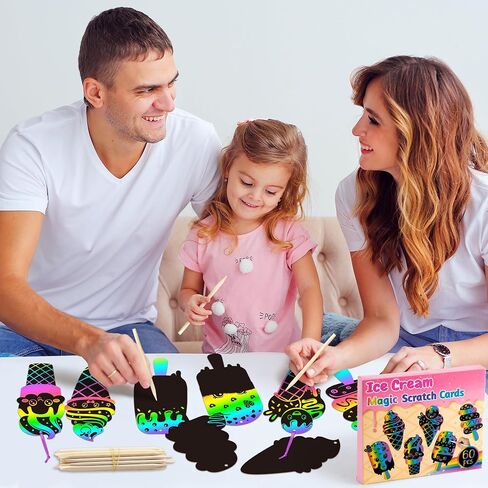 CY2SIDE Coquette Bow Scratch Cards - 60PCS DIY Bow Scratch Paper Craft for Kid, Funny Girl Coquette Knot Color Scrape Art Card, Magic Arty Rainbow Color Craft Ornament for School Classroom Art Project in Saudi Arabia